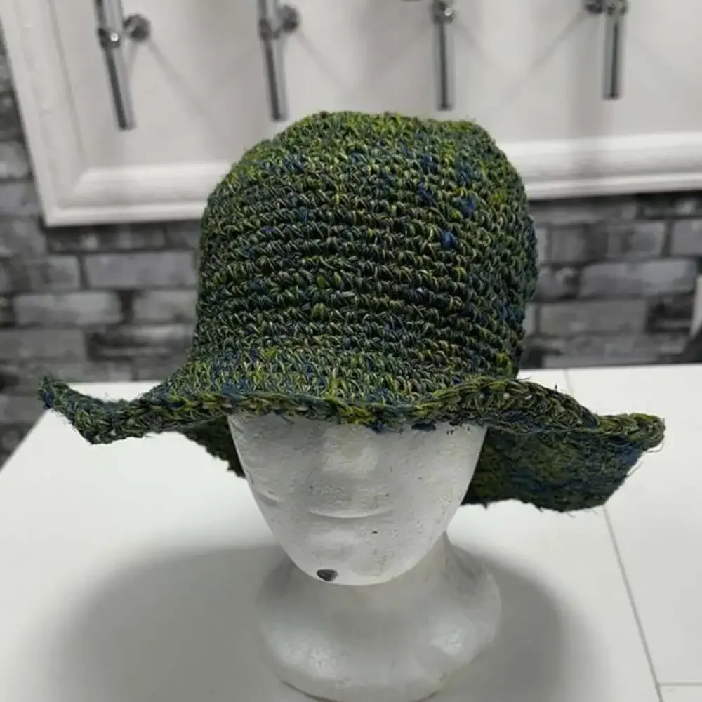 Green and Blue Woven Hat